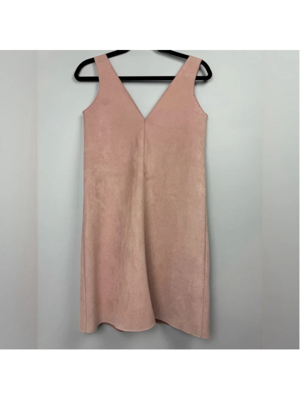 Zara V Neck Suede Mini Dress in Dusty Pink size Small
